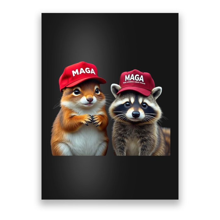 Social Media Star Peanut Squirrel And Fred Raccoon Maga Poster