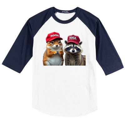 Social Media Star Peanut Squirrel And Fred Raccoon Maga Baseball Sleeve Shirt