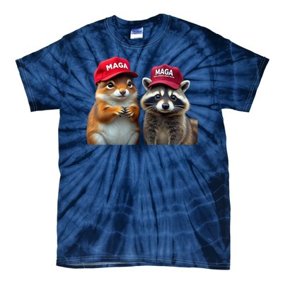 Social Media Star Peanut Squirrel And Fred Raccoon Maga Tie-Dye T-Shirt