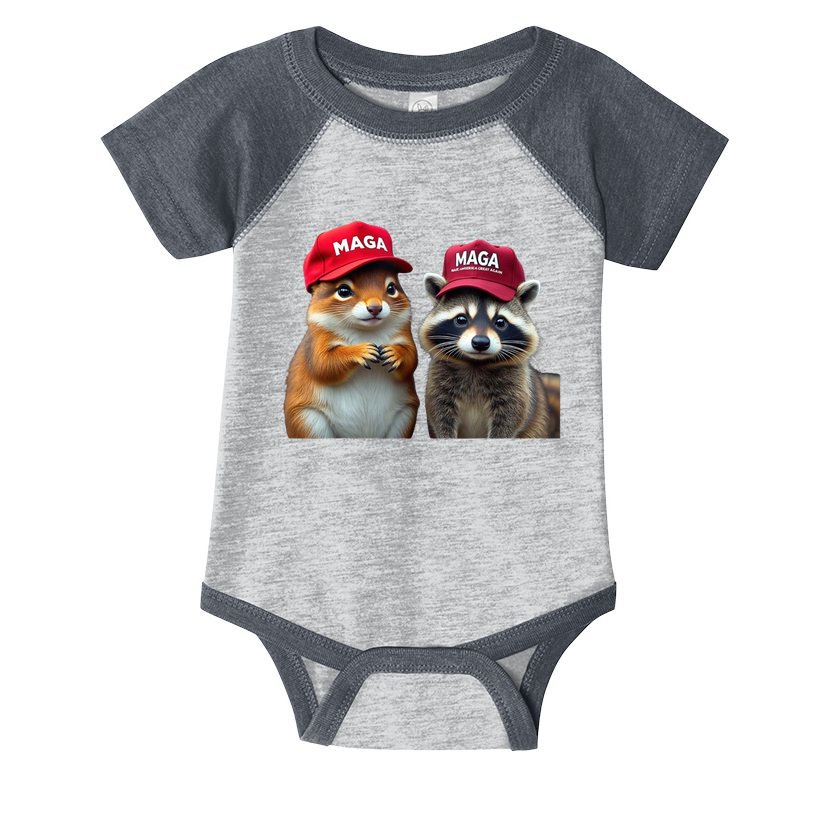 Social Media Star Peanut Squirrel And Fred Raccoon Maga Infant Baby Jersey Bodysuit