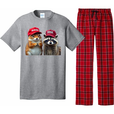 Social Media Star Peanut Squirrel And Fred Raccoon Maga Pajama Set