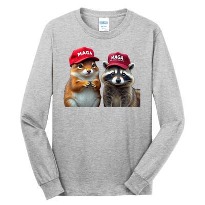 Social Media Star Peanut Squirrel And Fred Raccoon Maga Tall Long Sleeve T-Shirt