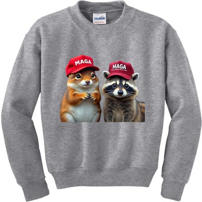 Social Media Star Peanut Squirrel And Fred Raccoon Maga Kids Sweatshirt