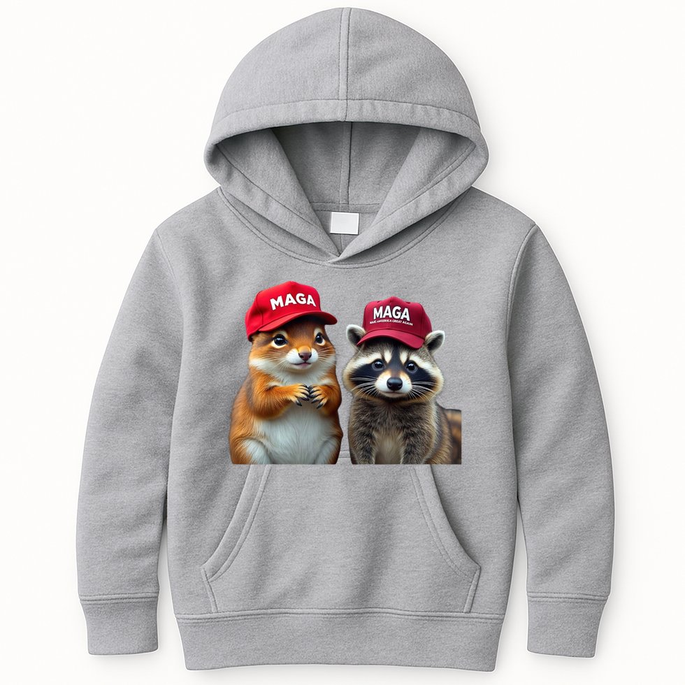 Social Media Star Peanut Squirrel And Fred Raccoon Maga Kids Hoodie