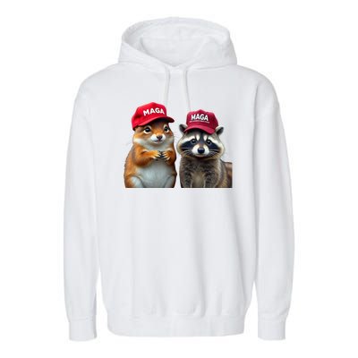 Social Media Star Peanut Squirrel And Fred Raccoon Maga Garment-Dyed Fleece Hoodie