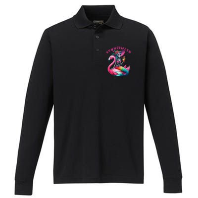 Summerween Mermaid Skeleton Flamingo Summer Halloween Women Performance Long Sleeve Polo