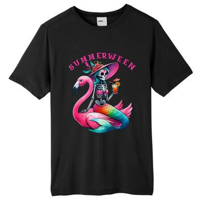 Summerween Mermaid Skeleton Flamingo Summer Halloween Women Tall Fusion ChromaSoft Performance T-Shirt