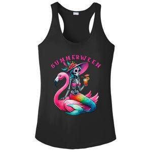 Summerween Mermaid Skeleton Flamingo Summer Halloween Women Ladies PosiCharge Competitor Racerback Tank