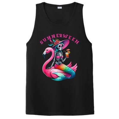 Summerween Mermaid Skeleton Flamingo Summer Halloween Women PosiCharge Competitor Tank