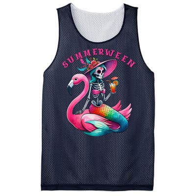 Summerween Mermaid Skeleton Flamingo Summer Halloween Women Mesh Reversible Basketball Jersey Tank