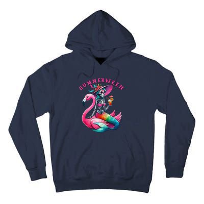 Summerween Mermaid Skeleton Flamingo Summer Halloween Women Tall Hoodie