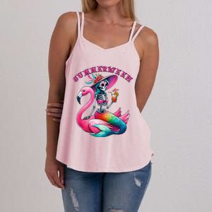 Summerween Mermaid Skeleton Flamingo Summer Halloween Women Women's Strappy Tank