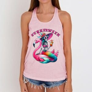 Summerween Mermaid Skeleton Flamingo Summer Halloween Women Women's Knotted Racerback Tank