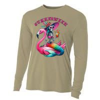 Summerween Mermaid Skeleton Flamingo Summer Halloween Women Cooling Performance Long Sleeve Crew