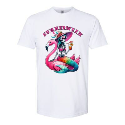 Summerween Mermaid Skeleton Flamingo Summer Halloween Women Softstyle CVC T-Shirt