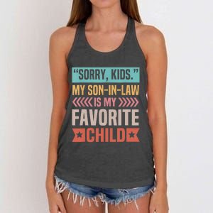 Sorry My Son In Law Is My Favorite Child Mothers Day Women's Knotted Racerback Tank