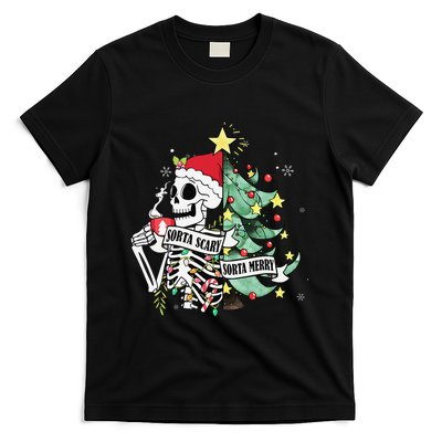 Sorta Merry Sorta Scary Skeleton Hot Cocoa Christmas Pajamas T-Shirt