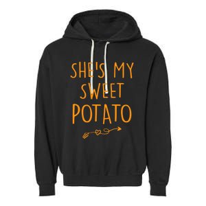 SheS My Sweet Potato I Yam Set Couples Thanksgiving Garment-Dyed Fleece Hoodie