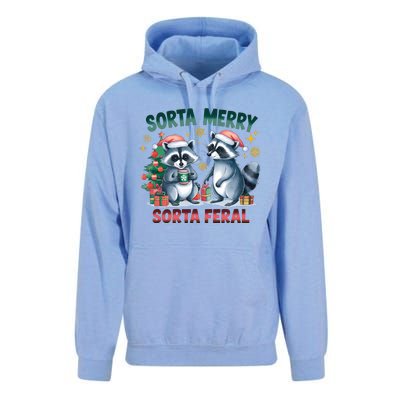 Sorta Merry Sorta Feral Christmas Raccoon Xmas Unisex Surf Hoodie