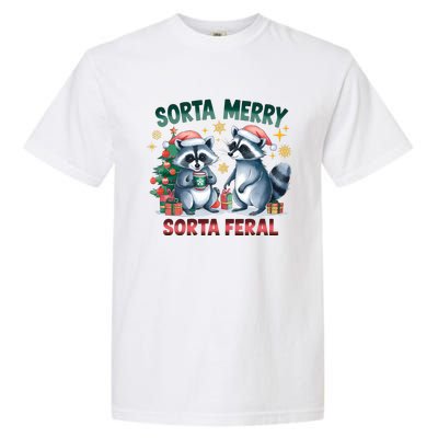 Sorta Merry Sorta Feral Christmas Raccoon Xmas Garment-Dyed Heavyweight T-Shirt