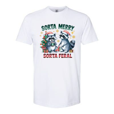 Sorta Merry Sorta Feral Christmas Raccoon Xmas Softstyle CVC T-Shirt