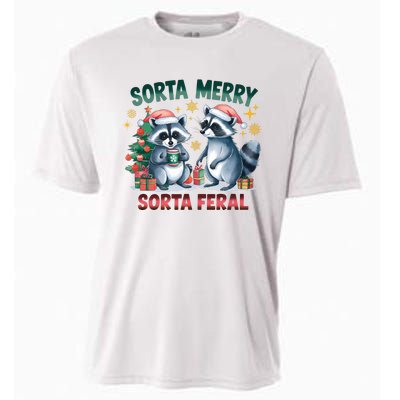 Sorta Merry Sorta Feral Christmas Raccoon Xmas Cooling Performance Crew T-Shirt