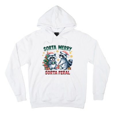 Sorta Merry Sorta Feral Christmas Raccoon Xmas Hoodie