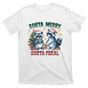 Sorta Merry Sorta Feral Christmas Raccoon Xmas T-Shirt