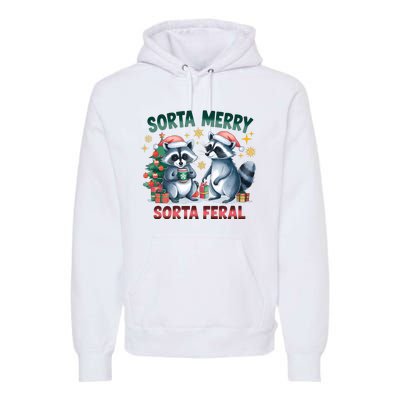 Sorta Merry Sorta Feral Christmas Raccoon Xmas Premium Hoodie