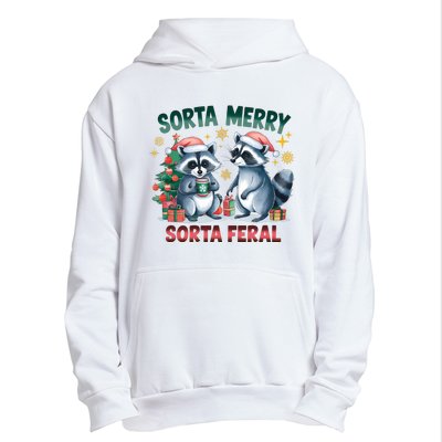 Sorta Merry Sorta Feral Christmas Raccoon Xmas Urban Pullover Hoodie