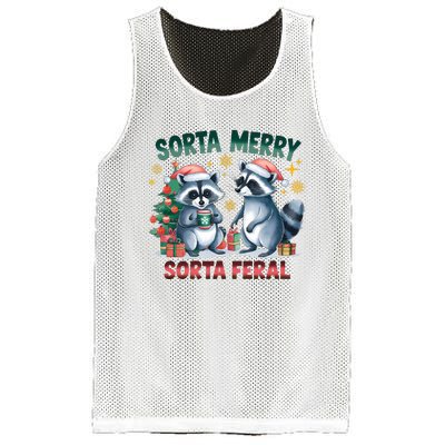 Sorta Merry Sorta Feral Christmas Raccoon Xmas Mesh Reversible Basketball Jersey Tank