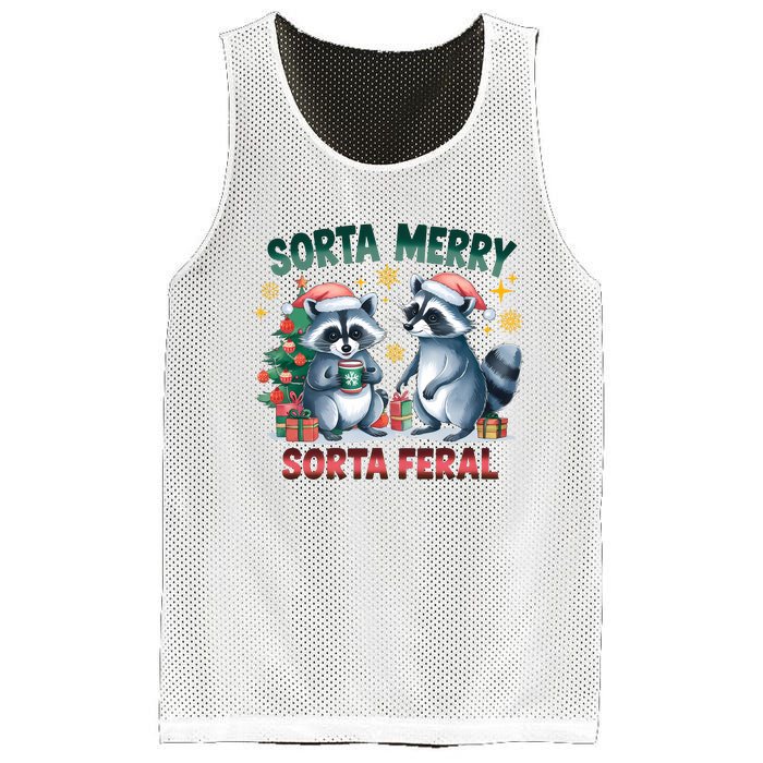 Sorta Merry Sorta Feral Christmas Raccoon Xmas Mesh Reversible Basketball Jersey Tank