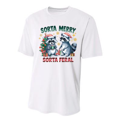 Sorta Merry Sorta Feral Christmas Raccoon Xmas Performance Sprint T-Shirt