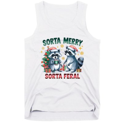 Sorta Merry Sorta Feral Christmas Raccoon Xmas Tank Top