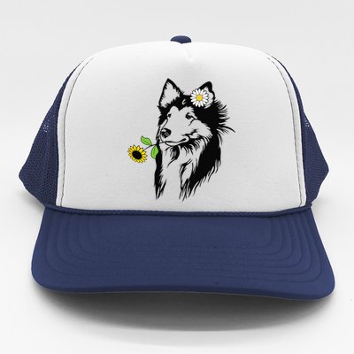 Sheltie mom Shetland Sheepdog sunflower Trucker Hat