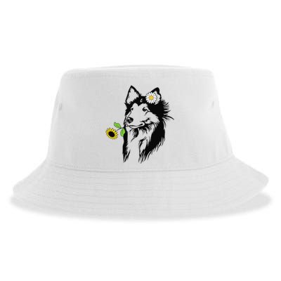 Sheltie mom Shetland Sheepdog sunflower Sustainable Bucket Hat