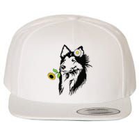 Sheltie mom Shetland Sheepdog sunflower Wool Snapback Cap