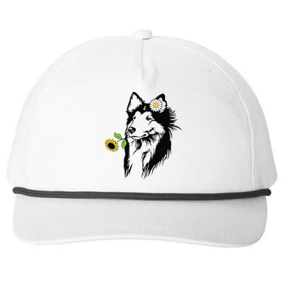 Sheltie mom Shetland Sheepdog sunflower Snapback Five-Panel Rope Hat