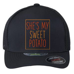 SheS My Sweet Potato Thanksgiving Matching Couples Set Him Flexfit Unipanel Trucker Cap