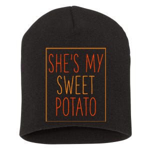 SheS My Sweet Potato Thanksgiving Matching Couples Set Him Short Acrylic Beanie