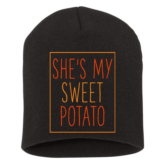 SheS My Sweet Potato Thanksgiving Matching Couples Set Him Short Acrylic Beanie