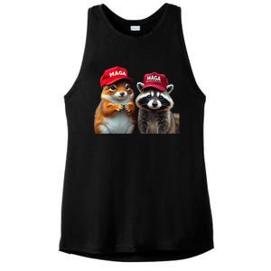 Social Media Star Peanut The Squirrel Fred The Raccoon Ladies PosiCharge Tri-Blend Wicking Tank