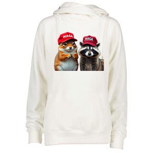 Social Media Star Peanut The Squirrel Fred The Raccoon Womens Funnel Neck Pullover Hood