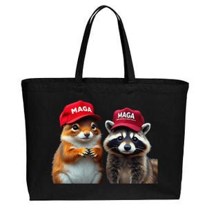 Social Media Star Peanut The Squirrel Fred The Raccoon Cotton Canvas Jumbo Tote