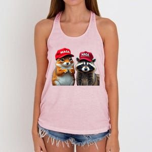 Social Media Star Peanut The Squirrel Fred The Raccoon Women's Knotted Racerback Tank