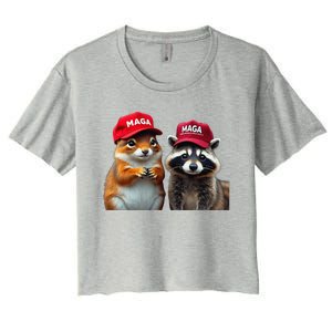 Social Media Star Peanut The Squirrel Fred The Raccoon Women's Crop Top Tee