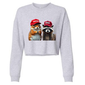 Social Media Star Peanut The Squirrel Fred The Raccoon Cropped Pullover Crew