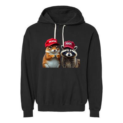 Social Media Star Peanut The Squirrel & Fred The Raccoon Garment-Dyed Fleece Hoodie