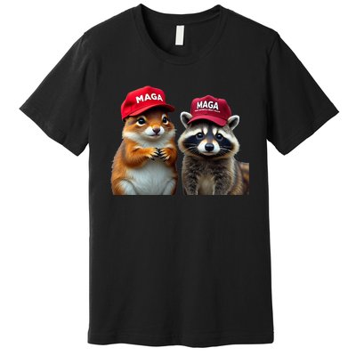 Social Media Star Peanut The Squirrel & Fred The Raccoon Premium T-Shirt