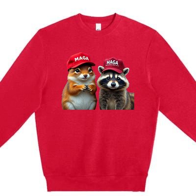 Social Media Star Peanut The Squirrel & Fred The Raccoon Premium Crewneck Sweatshirt